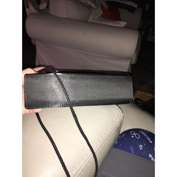 Square Satin Black Formal Purse Top Closure Hand or Shoulder Bag - Picture 5 of 7
